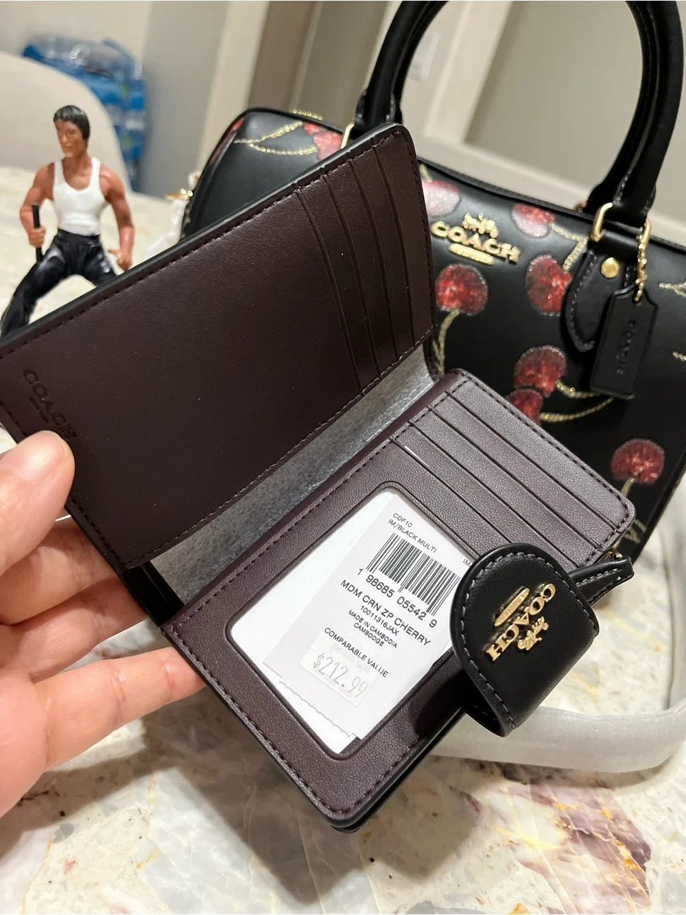 Bundle Coach  Rowan Satchel Bag With Cherry Print and wallet NWT